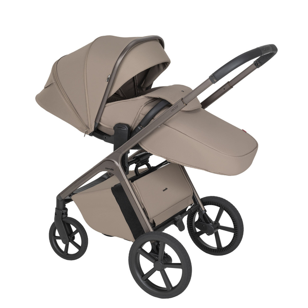 Carrello Vector F CRL-6700 - детская коляска 2в1, люлька складывается вместе с рамой • Flannel Beige