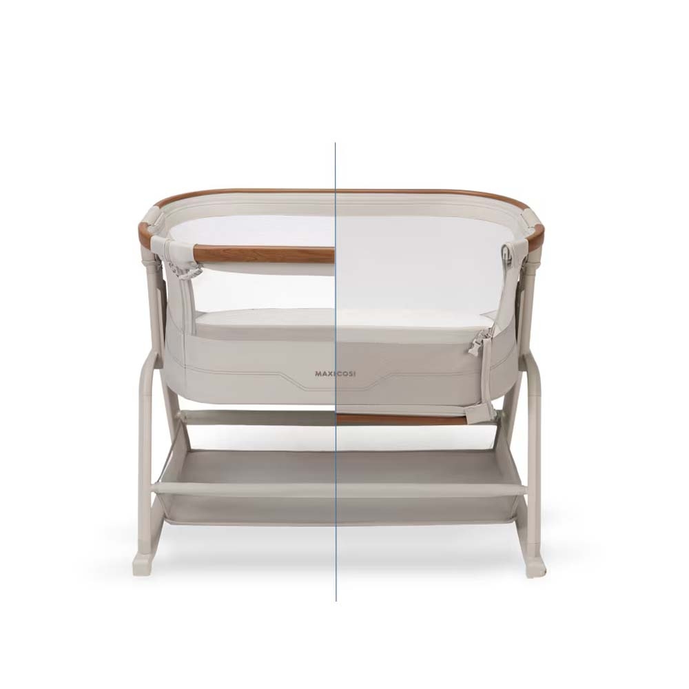 Maxi-Cosi Iora Plus - приставная кроватка для новорожденного с регулировкой высоты, наклоном и большой корзиной • Elegance Beige
