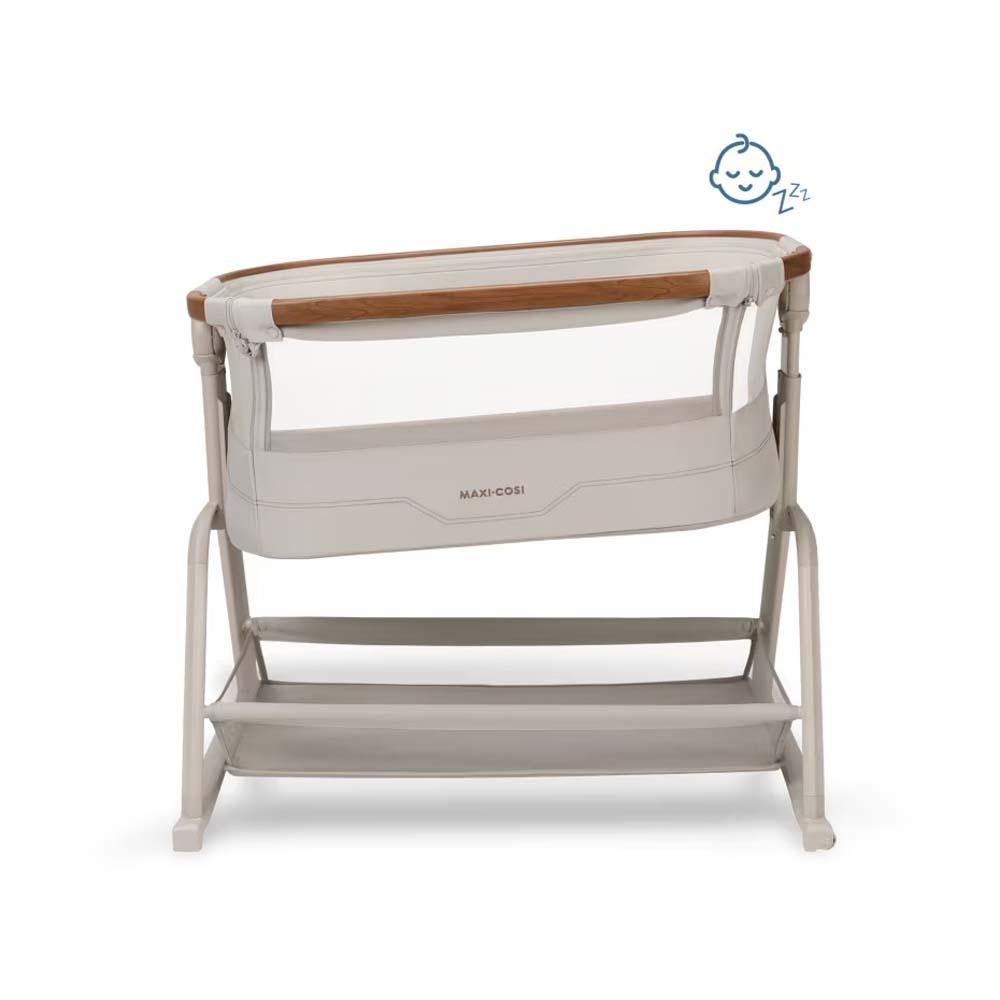 Maxi-Cosi Iora Plus - приставная кроватка для новорожденного с регулировкой высоты, наклоном и большой корзиной • Elegance Beige