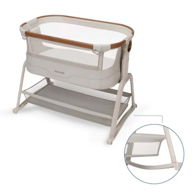 Maxi-Cosi Iora Plus - приставная кроватка для новорожденного с регулировкой высоты, наклоном и большой корзиной • Elegance Beige