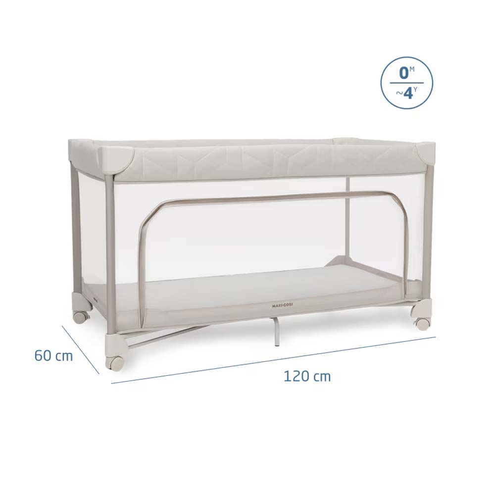 Maxi-Cosi Merlin - детский манеж с компактным сложением, дышащей сеткой и матрасом • Elegance Beige
