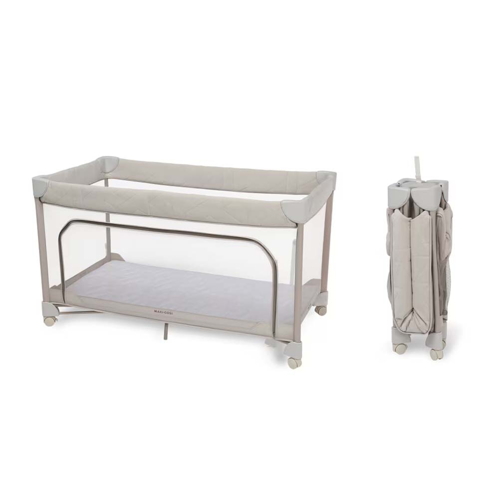 Maxi-Cosi Merlin - детский манеж с компактным сложением, дышащей сеткой и матрасом • Elegance Beige