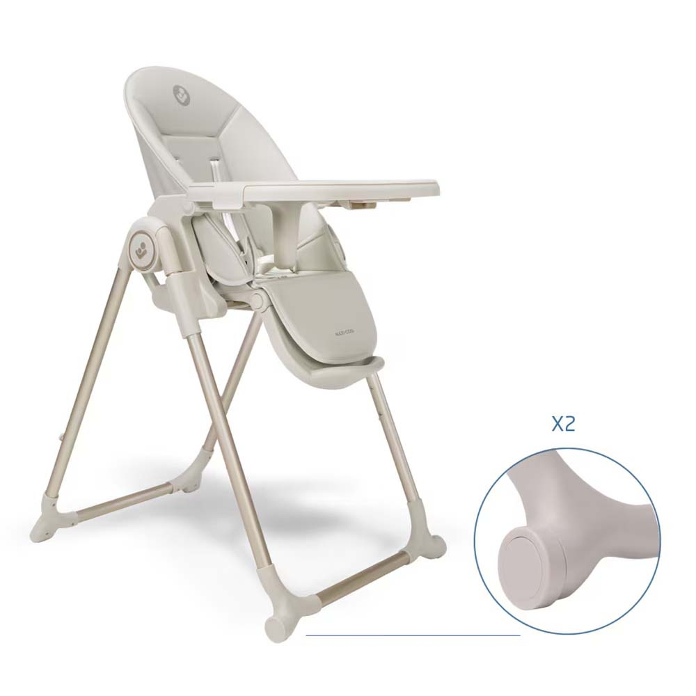 Maxi-Cosi Ava2 - легкий складной стульчик для кормления и отдыха с 5-точечными ремнями и подножкой • Elegance Beige