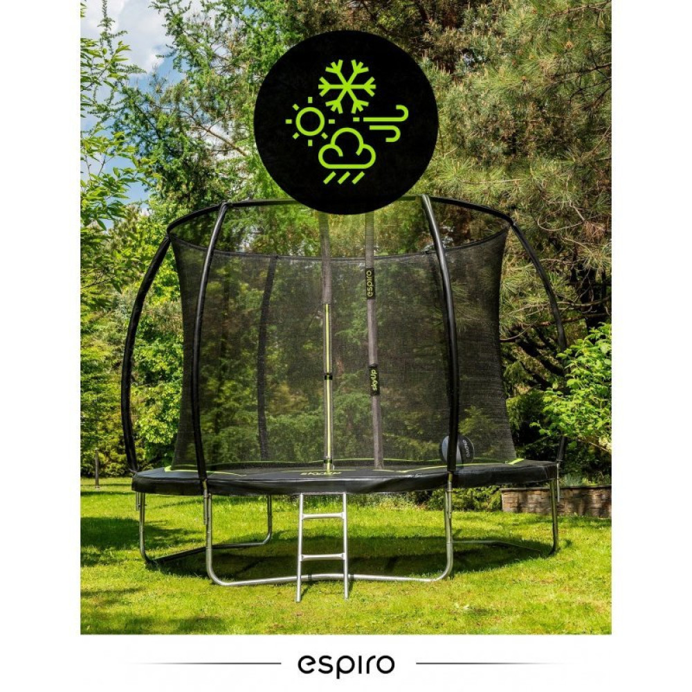 Espiro Sky Up - дитячий батут з внутрішньою захисною сіткою та драбиною (305 см / до 100 кг) • Black Espiro Sky Up - дитячий батут з внутрішньою захисною сіткою та драбиною (305 см / до 100 кг) • Black