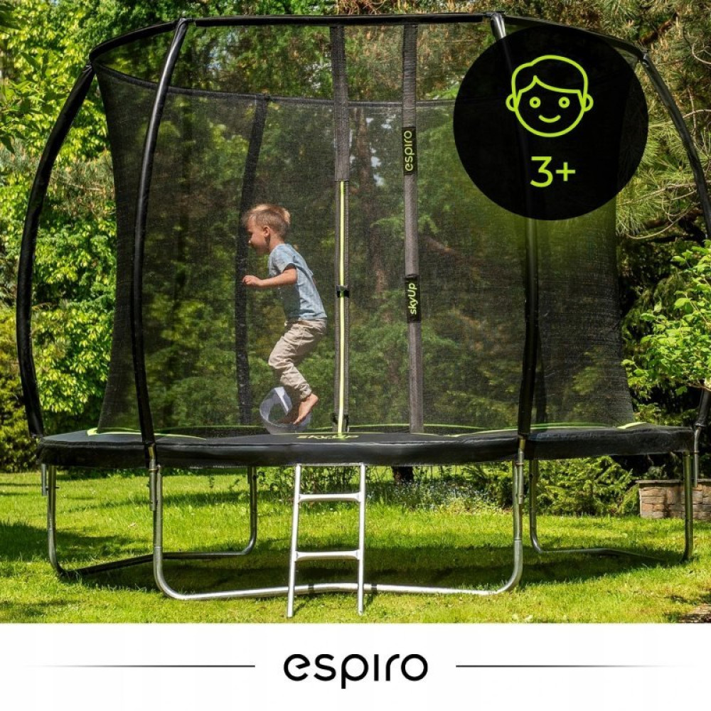 Espiro Sky Up - дитячий батут з внутрішньою захисною сіткою та драбиною (305 см / до 100 кг) • Black Espiro Sky Up - дитячий батут з внутрішньою захисною сіткою та драбиною (305 см / до 100 кг) • Black
