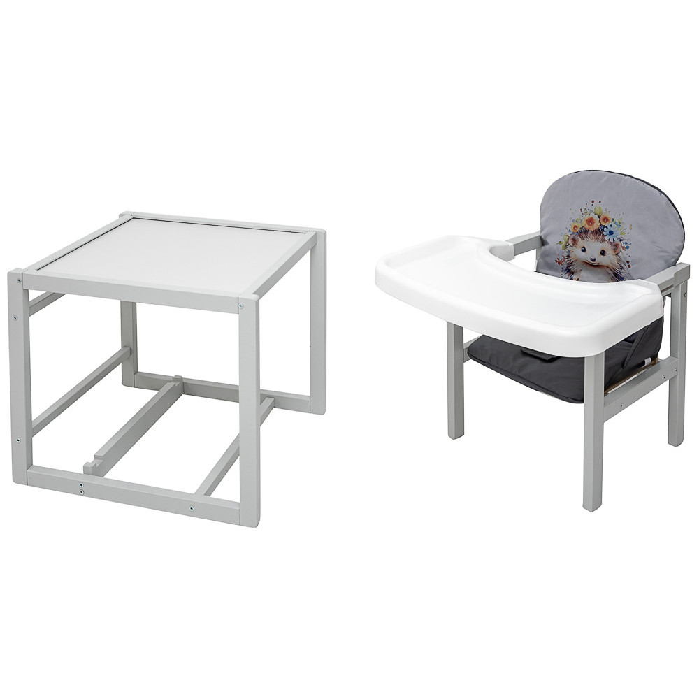 Babyroom Пеппі-250 - стільчик-трансформер (їжачок, квіти) • Grey / Graphite