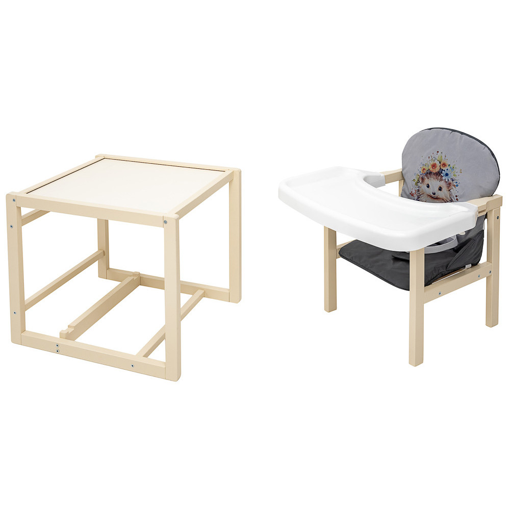 Babyroom Пеппі-260 - стільчик-трансформер (їжачок, квіти) • Ivory Grey / Graphite