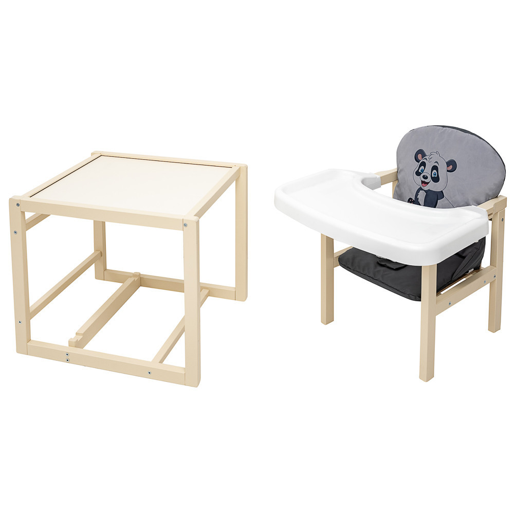 Babyroom Пеппі-260 - стільчик-трансформер (панда) • Ivory Grey / Graphite