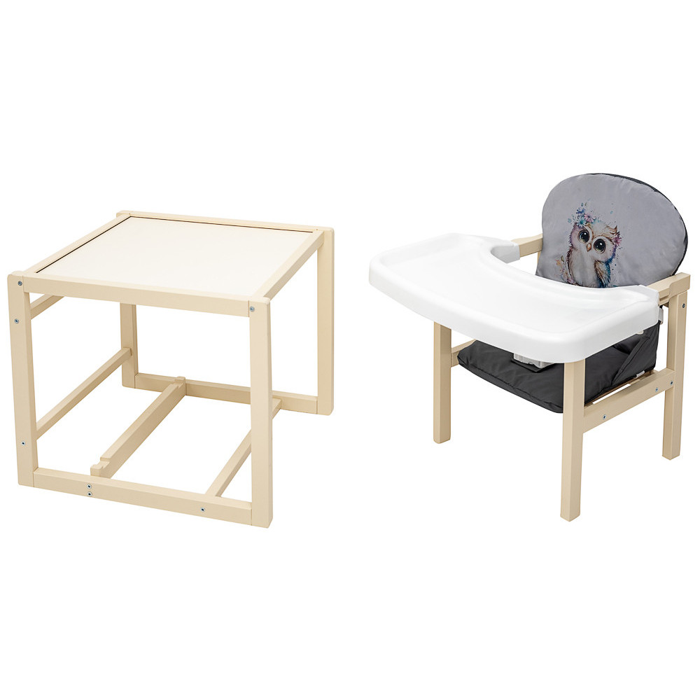 Babyroom Пеппі-260 - стільчик-трансформер (сова) • Ivory Grey / Graphite