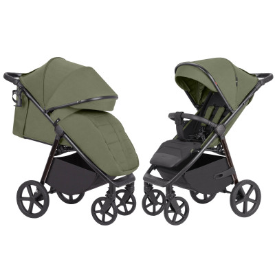 Carrello Bravo Plus CRL-5515 - всесезонная прогулочная коляска с большими колесами • Midnight Green