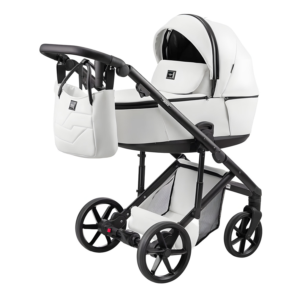 Adamex Dolce Eco - детская коляска 2 в 1, многофункциональная коляска для новорожденных, дополнительная вентиляция, мягкая амортизация • White Adamex Dolce Eco - детская коляска 2 в 1, многофункциональная коляска для новорожденных, дополнительная вентиляция, мягкая амортизация • White