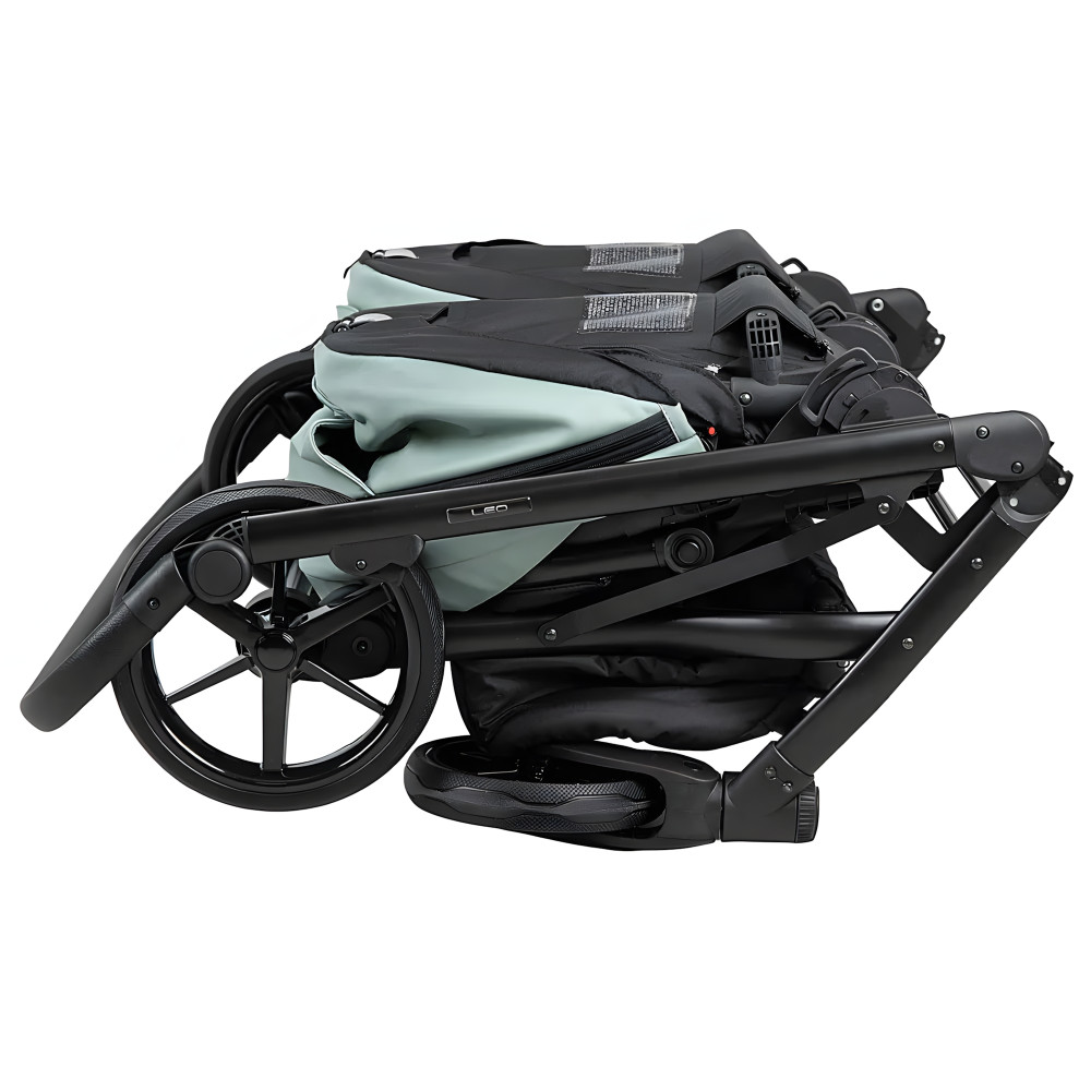 Adamex Leo Duo Eco - детская коляска для двойни, универсальная коляска 2 в 1 для двойни и погодок, независимая регулировка прогулочных блоков • Jade (SA-20)