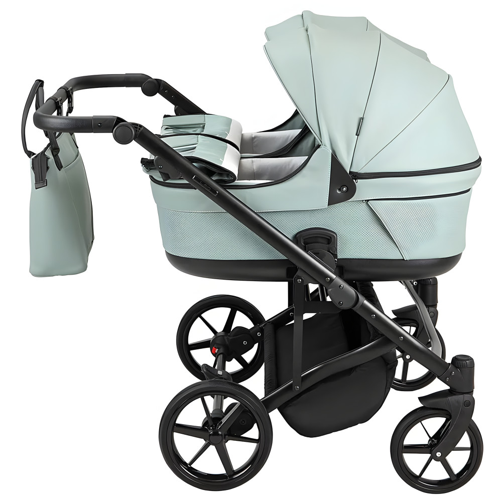 Adamex Leo Duo Eco - детская коляска для двойни, универсальная коляска 2 в 1 для двойни и погодок, независимая регулировка прогулочных блоков • Jade (SA-20)