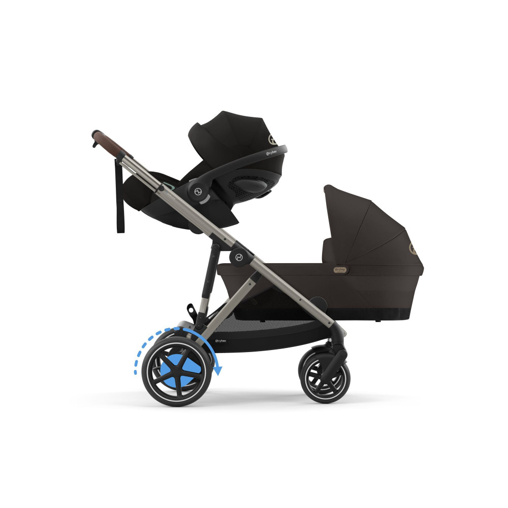 Cybex eGazelle S - прогулочная коляска с электроприводом, автоматическим покачиванием, 20+ конфигураций, плавный и комфортный ход • Taupe Frame Chocolate Brown