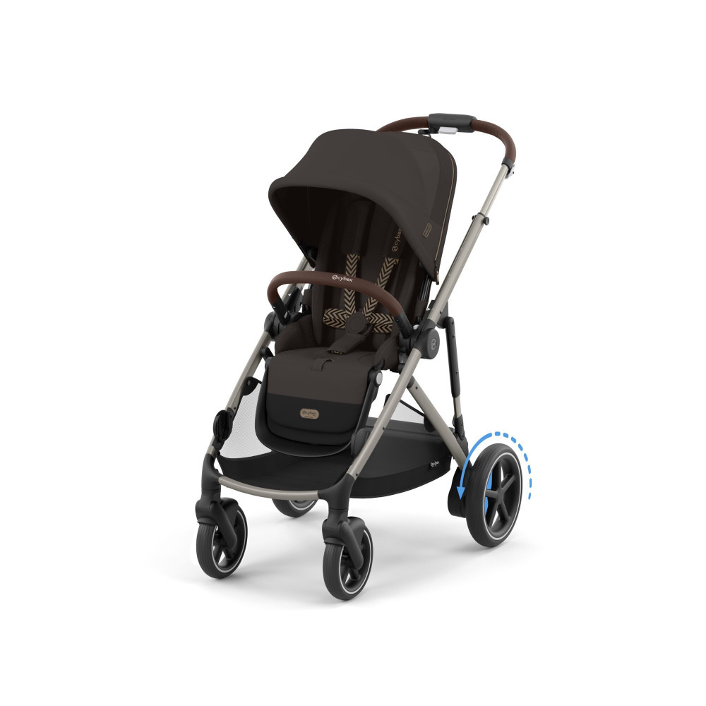 Cybex eGazelle S - прогулочная коляска с электроприводом, автоматическим покачиванием, 20+ конфигураций, плавный и комфортный ход • Taupe Frame Chocolate Brown