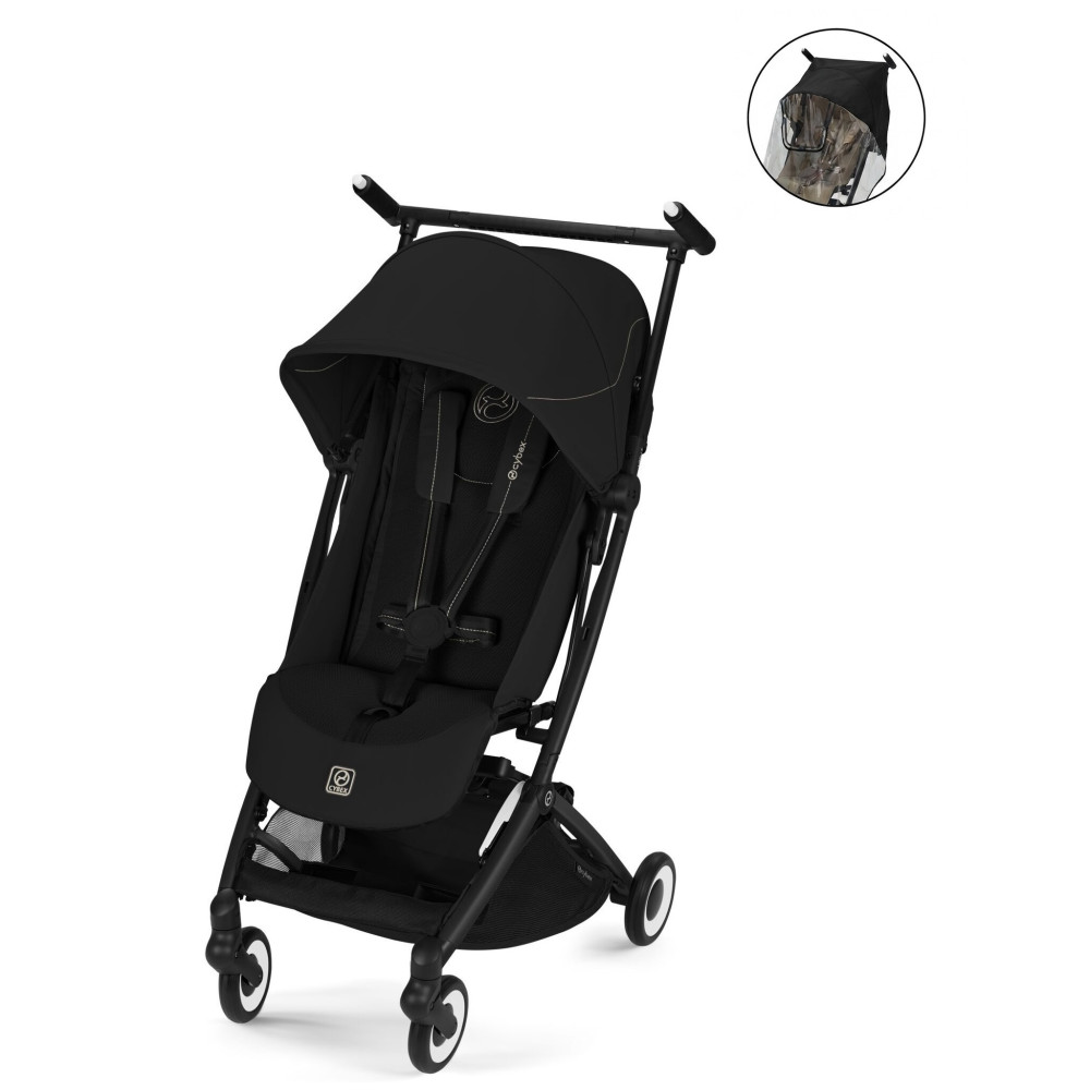 Cybex Libelle - прогулочная коляска для путешествий с дождевиком, легкая, ручная кладь • BLK Magic Black