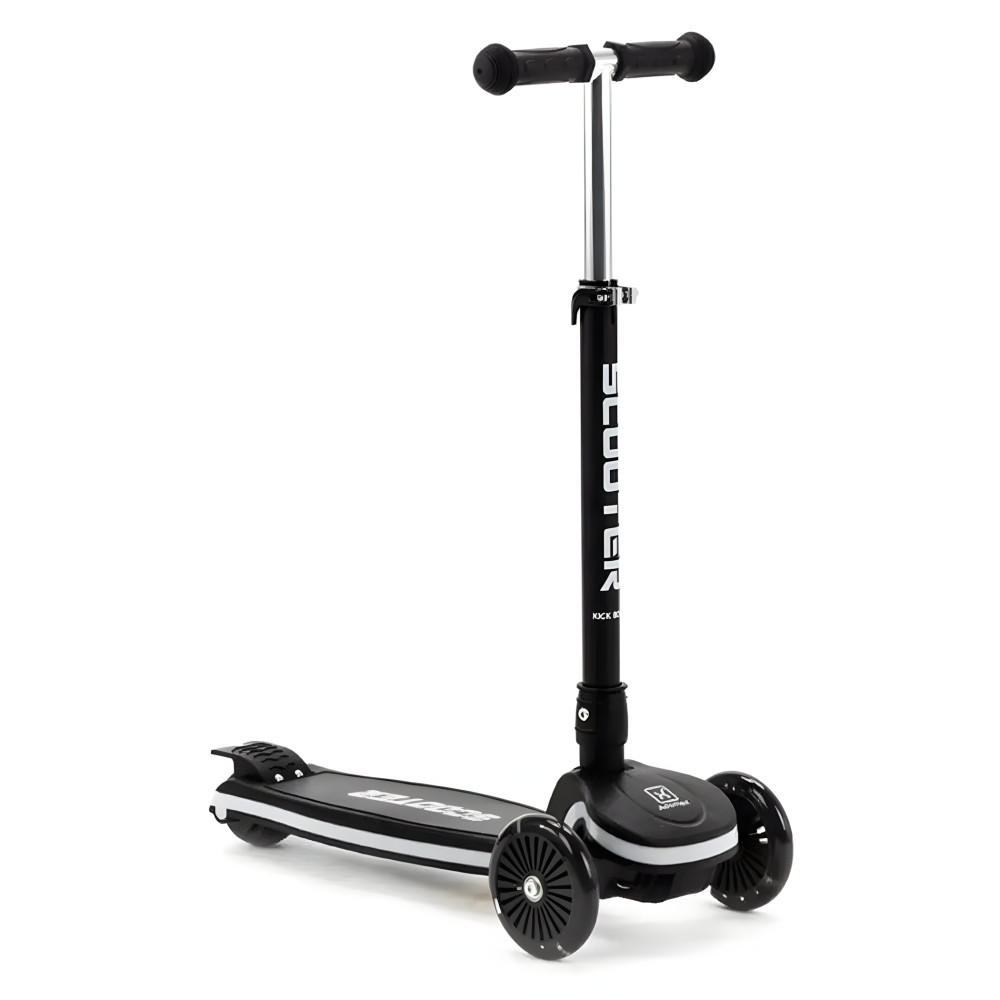 Adamex Scooter - детский 3-колесный самокат с Led подсветкой • Black