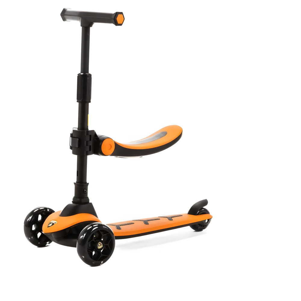 Lamborghini Kids Scoter - детский 3-колесный складной самокат с LED подсветкой колес • Orange