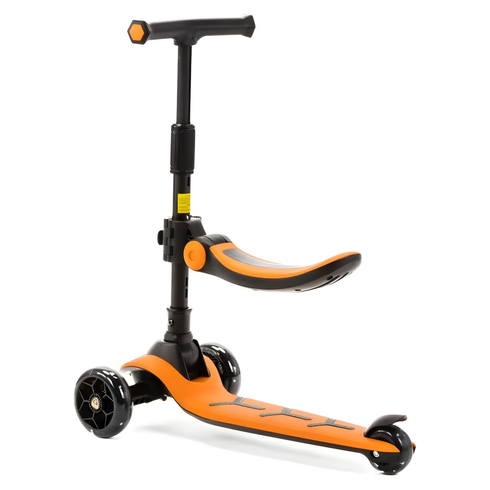 Lamborghini Kids Scoter - детский 3-колесный складной самокат с LED подсветкой колес • Orange