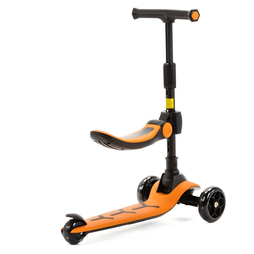 Lamborghini Kids Scoter - детский 3-колесный складной самокат с LED подсветкой колес • Orange
