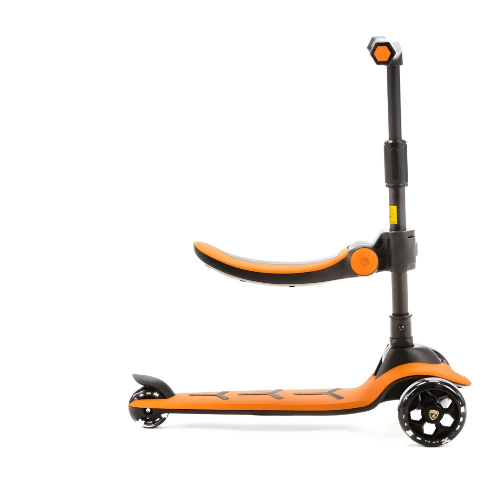 Lamborghini Kids Scoter - детский 3-колесный складной самокат с LED подсветкой колес • Orange