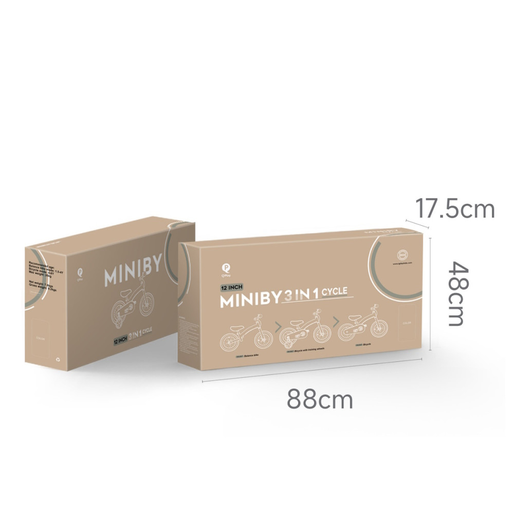 Qplay Miniby 3в1/12" - дитячий велосипед-біговел 3в1, сталева рама • Nude Pink Qplay Miniby 3в1/12" - дитячий велосипед-біговел 3в1, сталева рама • Nude Pink