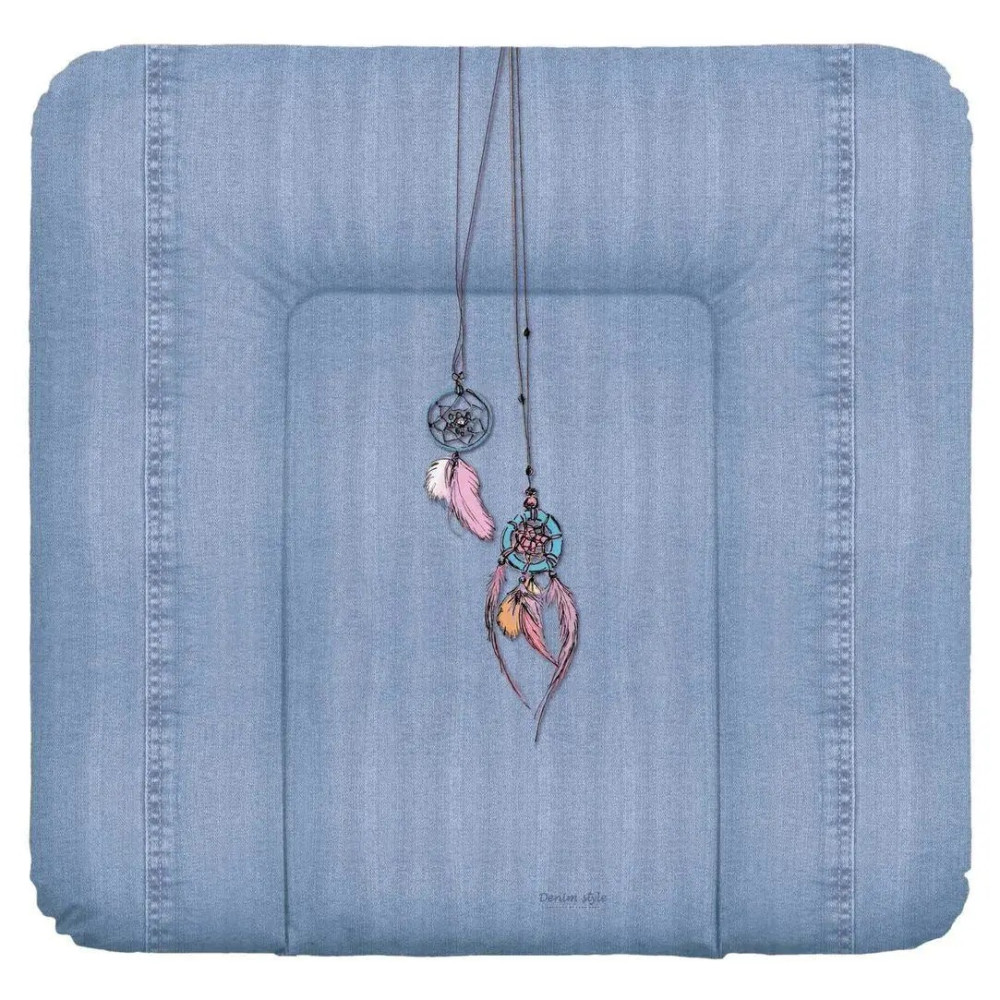 Ceba Baby W-144-119-598 - мягкий пеленальный матрас (75х72 см) • Denim Style Dream Catcher Blue	