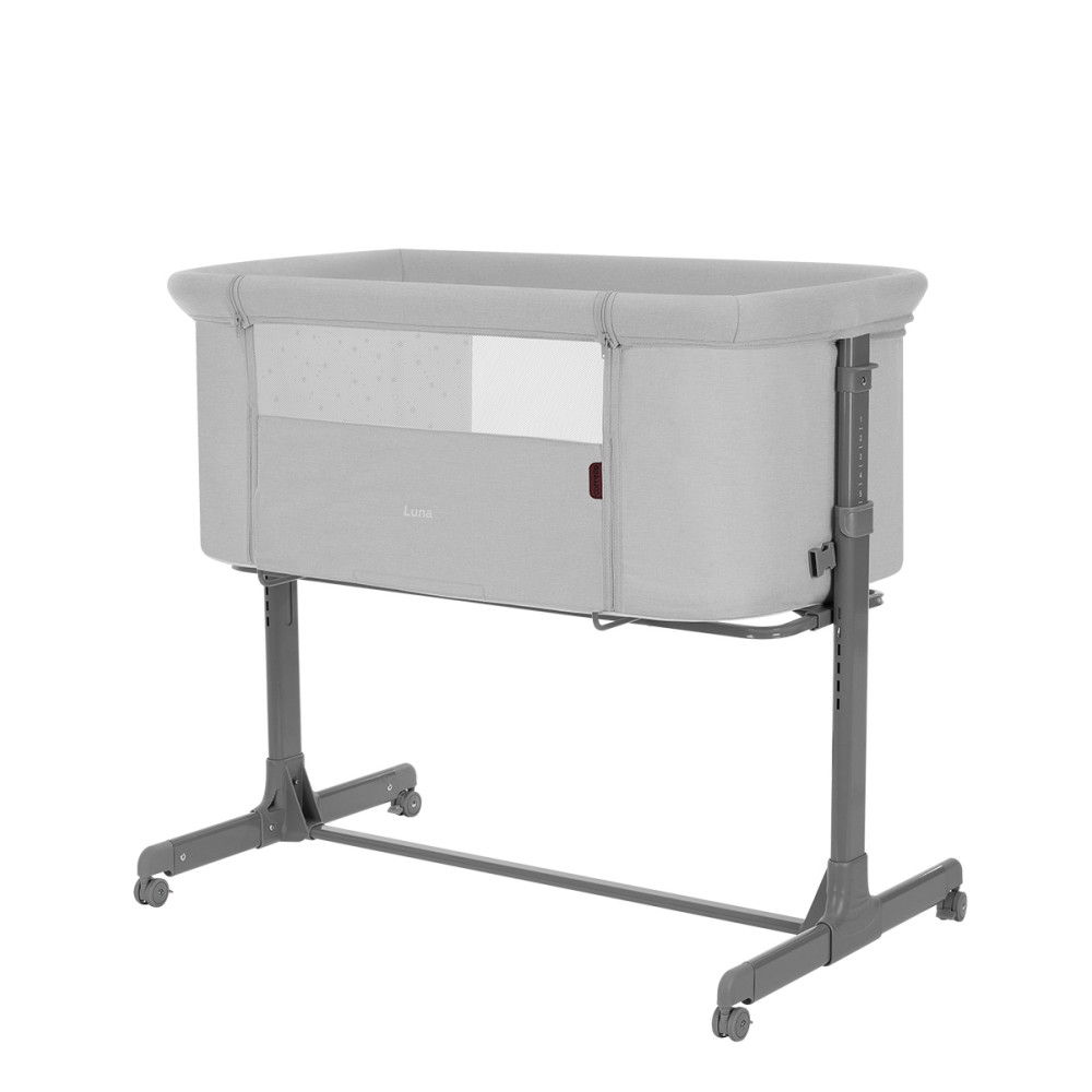 Carrello Luna CRL-16505 - приставная кроватка для новорожденных (на колесах, матрас в комплекте) • Carbon Grey