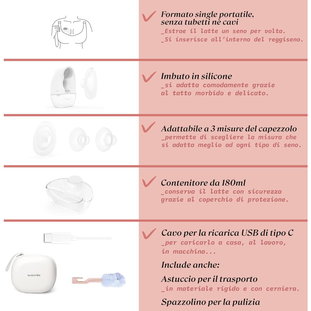 Suavinex Mothering Hands-free Breast Pump - електричний портативний молоковідсмоктувач hands-free, з резервуаром на 180 мл • White Suavinex Mothering Hands-free Breast Pump - електричний портативний молоковідсмоктувач hands-free, з резервуаром на 180 мл • White