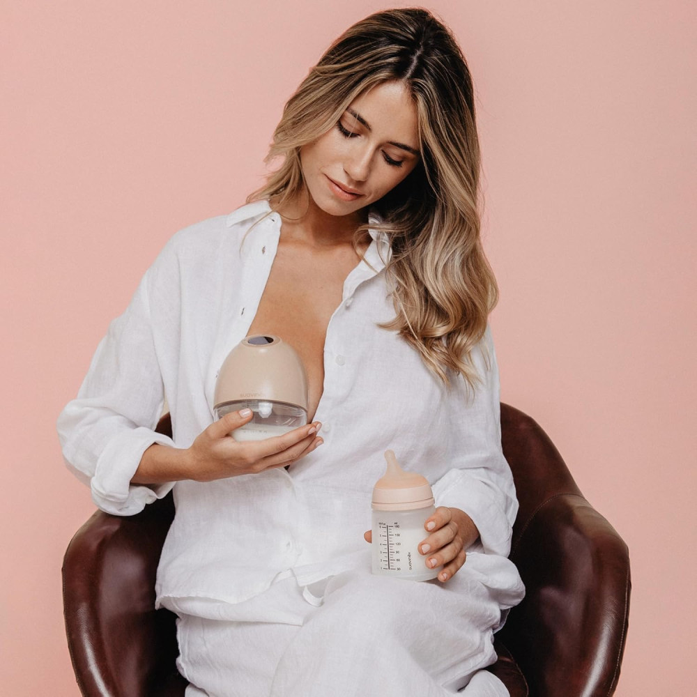 Suavinex Mothering Hands-free Breast Pump - електричний портативний молоковідсмоктувач hands-free, з резервуаром на 180 мл • White Suavinex Mothering Hands-free Breast Pump - електричний портативний молоковідсмоктувач hands-free, з резервуаром на 180 мл • White