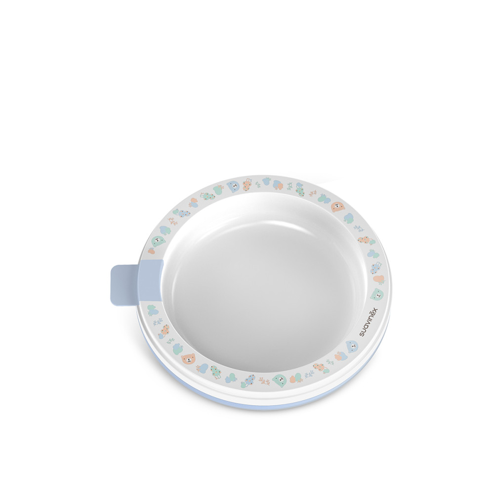 Suavinex Wild Free Warm Plate SET - набір дитячого посуду для годування з термотарілкою, від 6 місяців • Блакитний