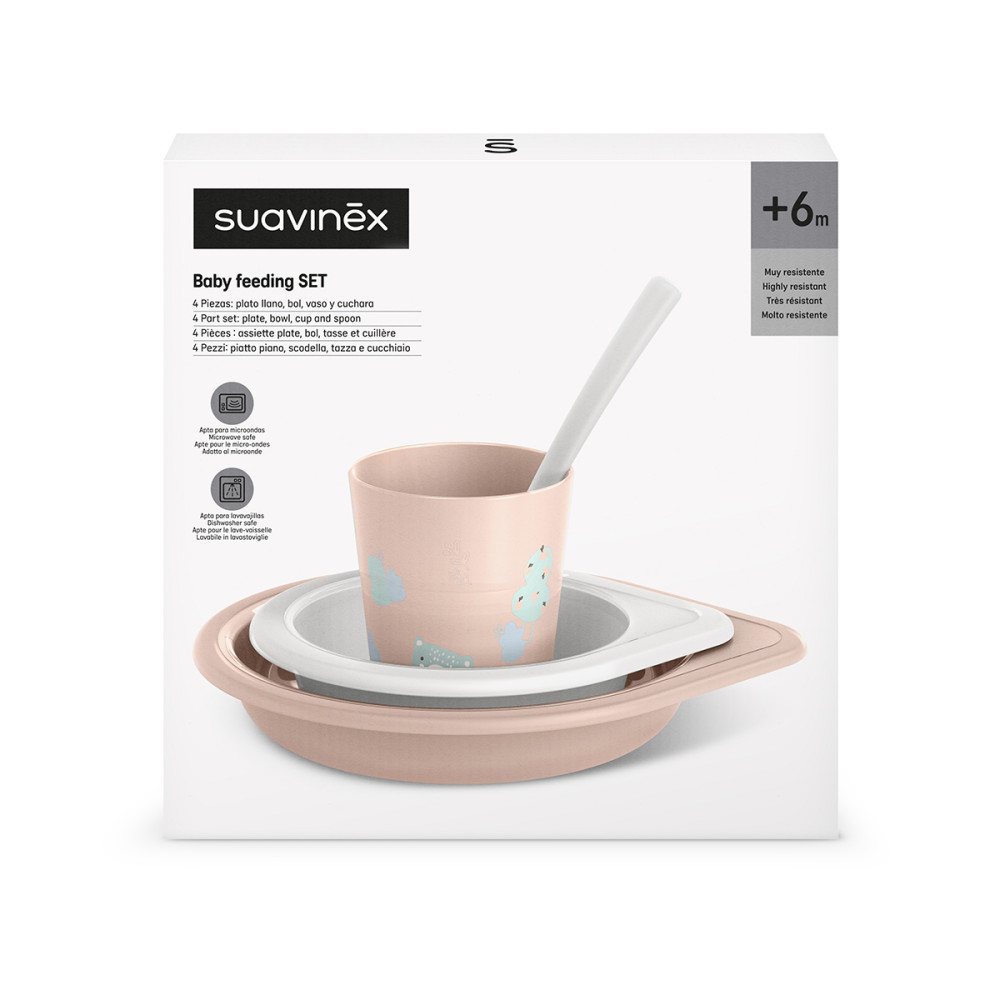 Suavinex Wild Free - набір дитячого посуду для годування, від 6 місяців • Рожевий Suavinex Wild Free - набір дитячого посуду для годування, від 6 місяців • Рожевий