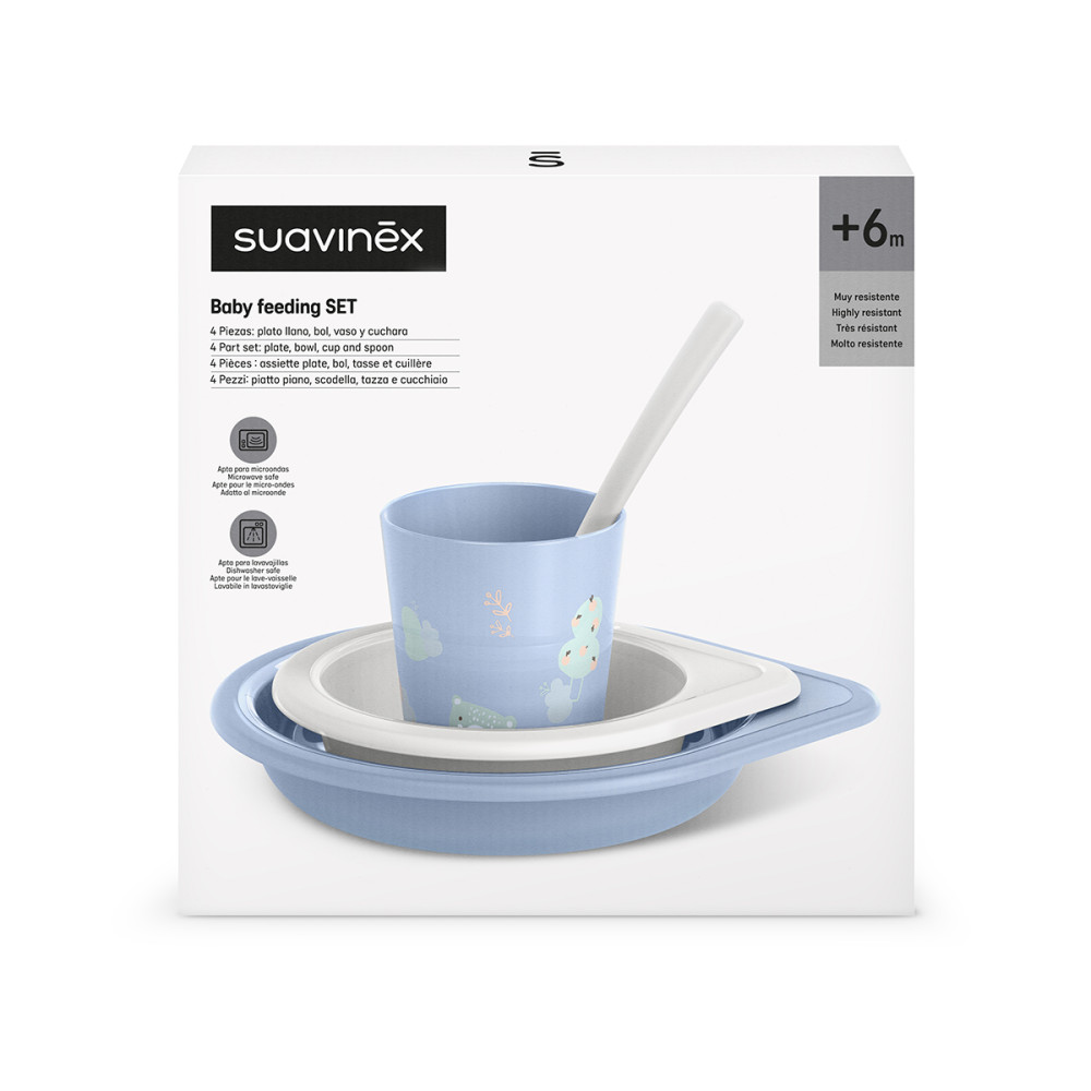 Suavinex Wild Free - набір дитячого посуду для годування, від 6 місяців • Синій Suavinex Wild Free - набір дитячого посуду для годування, від 6 місяців • Синій