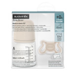 Suavinex ZERO.ZERO Newborn starter SET - антиколиковый набор для кормления (бутылочка 180 мл, пустышка SX Pro MINI ), для недоношенных детей, от рождения (от -2 до 2 месяцев) • Бежевый
