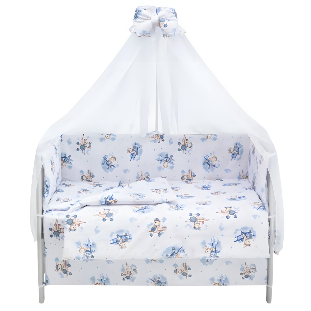 Babyroom Gold RG-08 - детская постель • White Bears Airplane