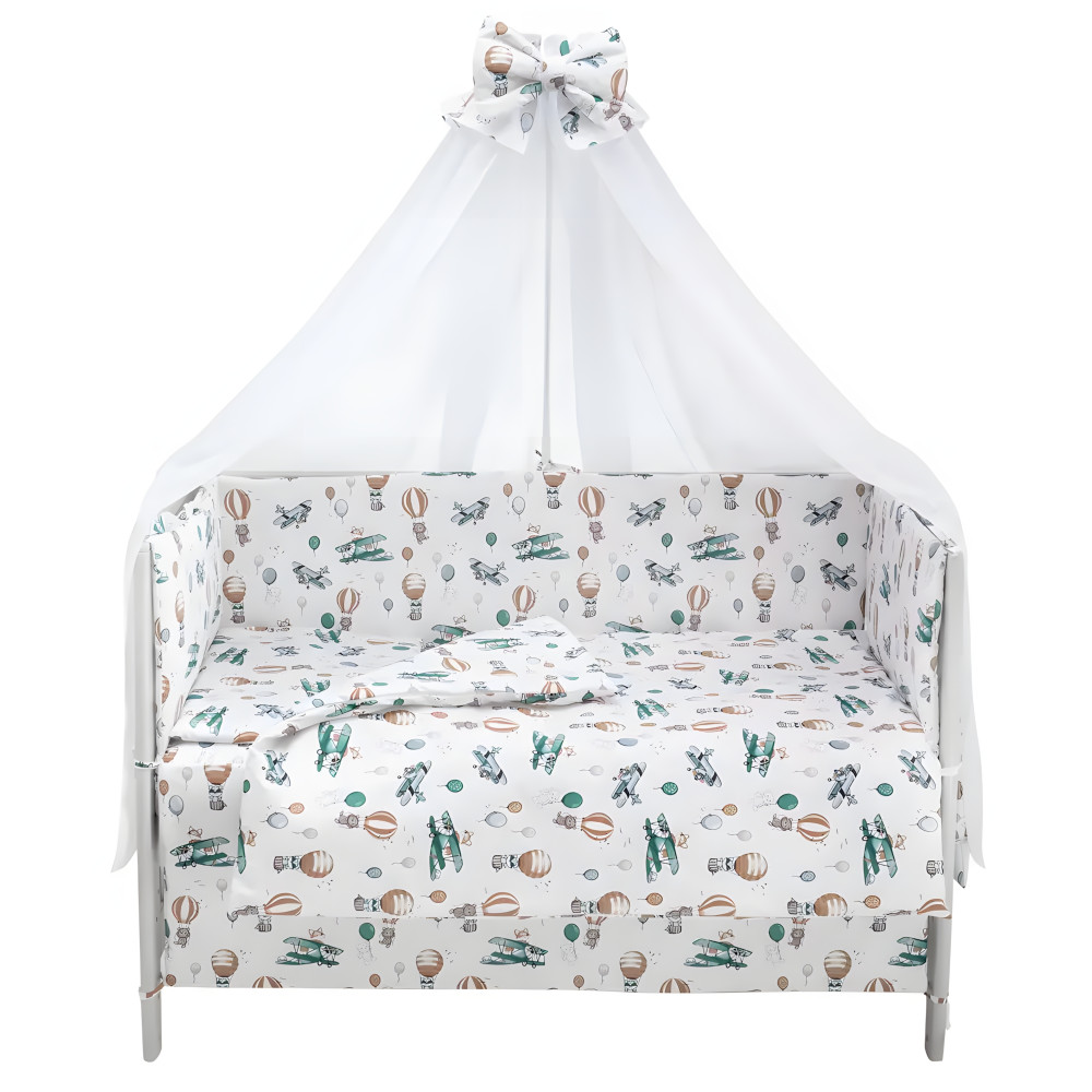 Babyroom Gold RG-08 - детская постель • White Airplanes