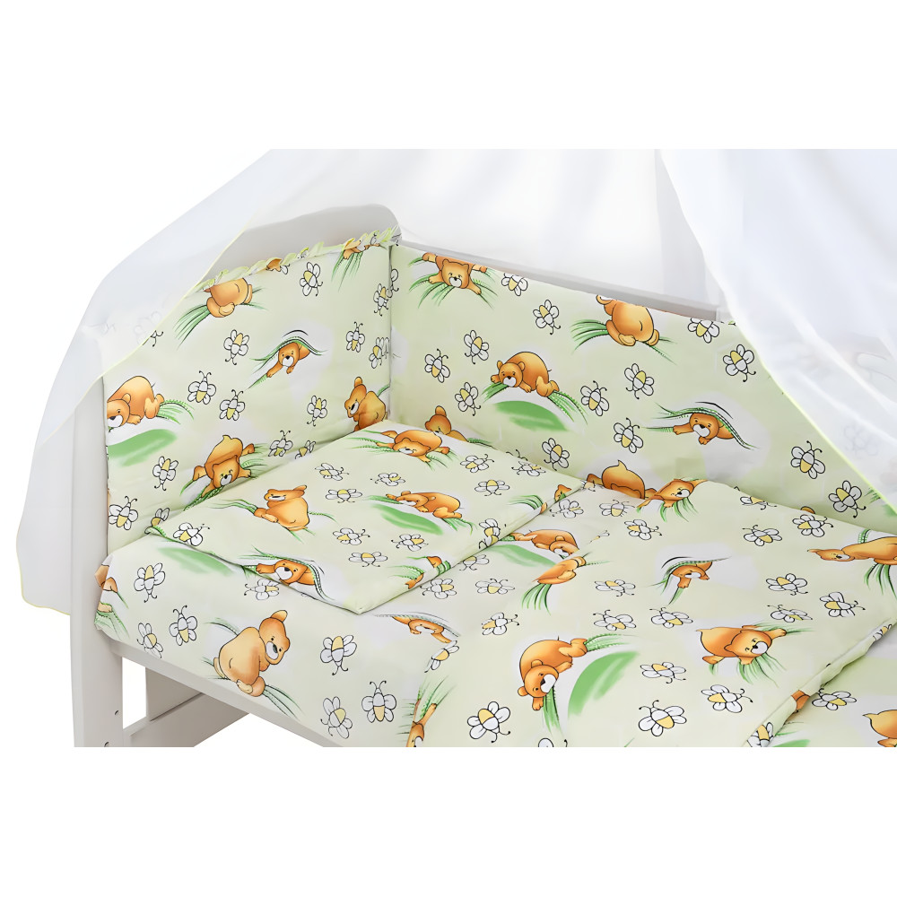 Qvatro Gold RG-08 - детская постель • Light Green Bear Bees