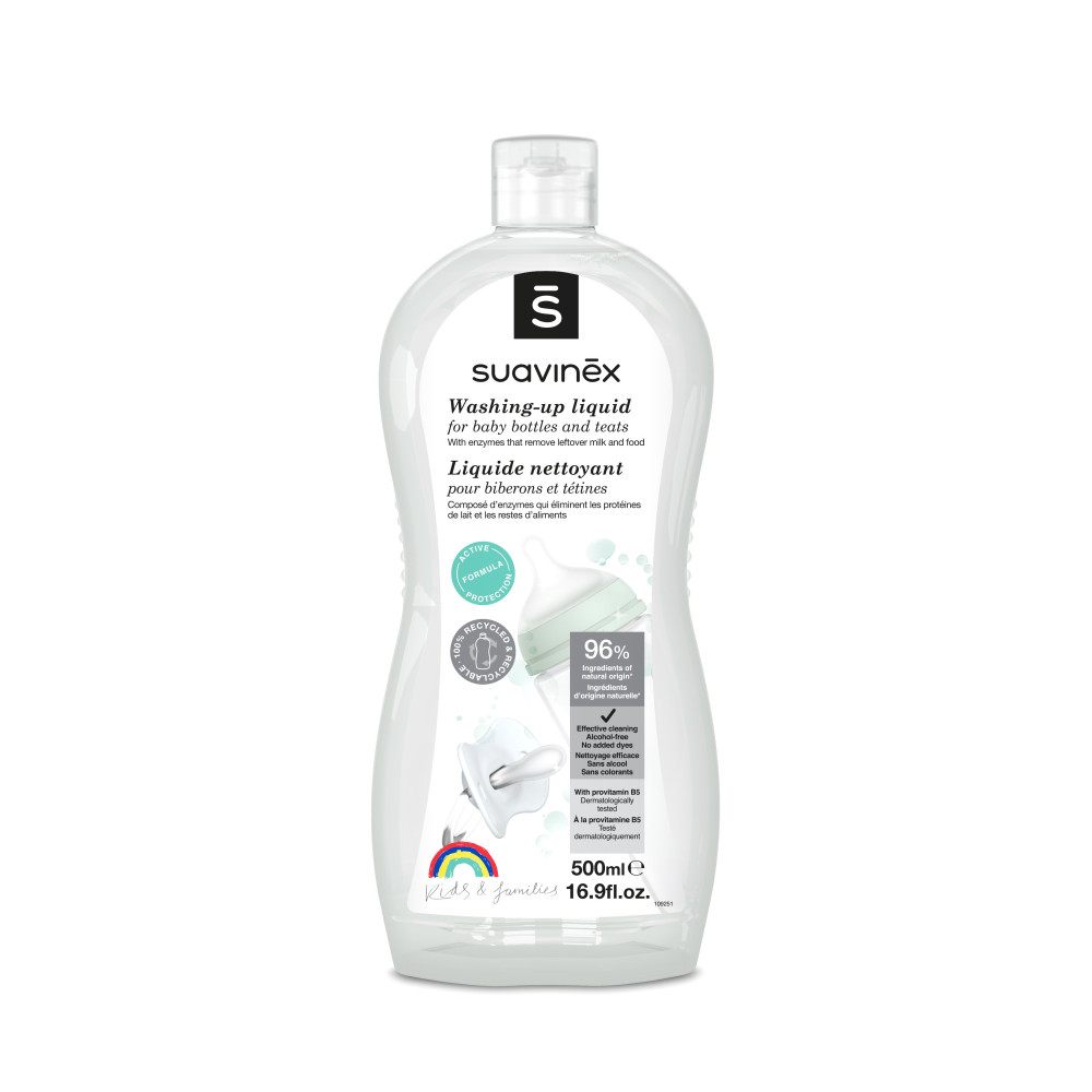 Suavinex Washing-up liquid - набор средства для мытья детской посуды и аксессуаров, 2×500 мл • Прозрачный