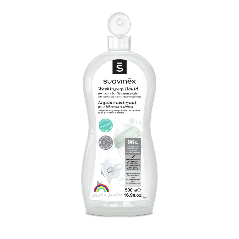 Suavinex Washing-up liquid - набор средства для мытья детской посуды и аксессуаров, 2×500 мл • Прозрачный