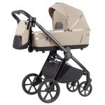 Carrello Omega Plus CRL-6540/1 - дитяча коляска 2 в 1, всесезонний візочок з ліхтариком LED, термолюлька, регулювання люльки по висоті, великі колеса, телескопічна ручка • Solar Beige
