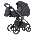 Carrello Omega Plus CRL-6540/1 - дитяча коляска 2 в 1, всесезонний візочок з ліхтариком LED, термолюлька, регулювання люльки по висоті, великі колеса, телескопічна ручка • Meteor Grey