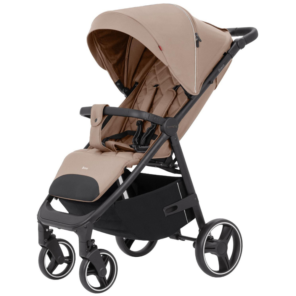 Carrello Bravo CRL-8512 - всесезонная прогулочная коляска на колесах EVA, амортизация на каждом колесе, спинка в 3 положениях, складывание книжкой, вес 9.8 кг • Deep Beige