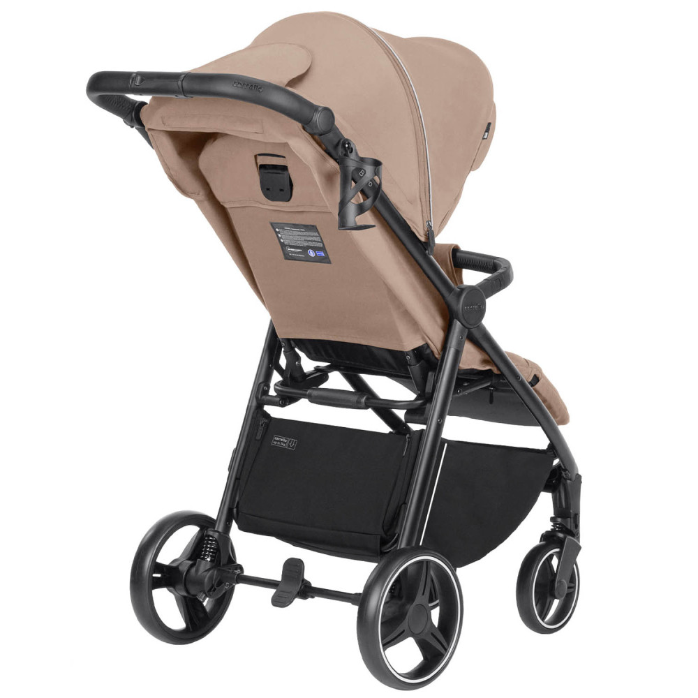 Carrello Bravo CRL-8512 - всесезонная прогулочная коляска на колесах EVA, амортизация на каждом колесе, спинка в 3 положениях, складывание книжкой, вес 9.8 кг • Deep Beige