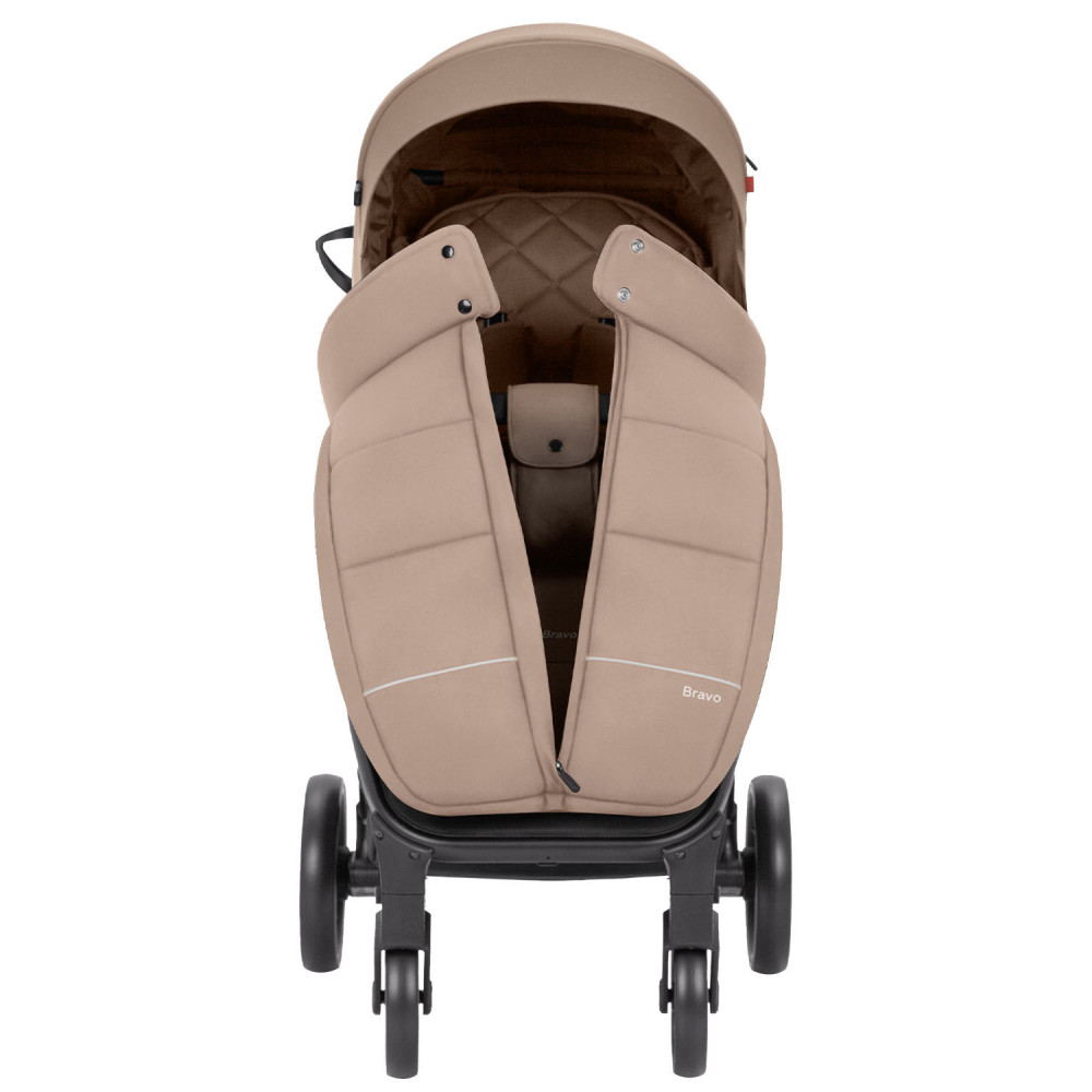 Carrello Bravo CRL-8512 - всесезонная прогулочная коляска на колесах EVA, амортизация на каждом колесе, спинка в 3 положениях, складывание книжкой, вес 9.8 кг • Deep Beige
