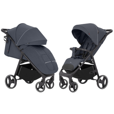 Carrello Bravo CRL-8512 - всесезонная прогулочная коляска на колесах EVA, амортизация на каждом колесе, спинка в 3 положениях, складывание книжкой, вес 9.8 кг • Timber Grey