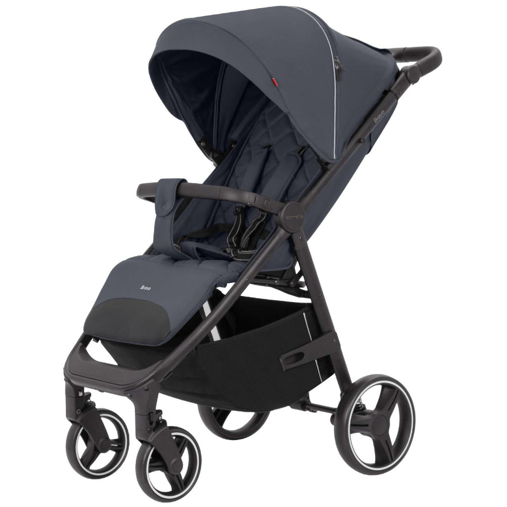Carrello Bravo CRL-8512 - всесезонная прогулочная коляска на колесах EVA, амортизация на каждом колесе, спинка в 3 положениях, складывание книжкой, вес 9.8 кг • Timber Grey