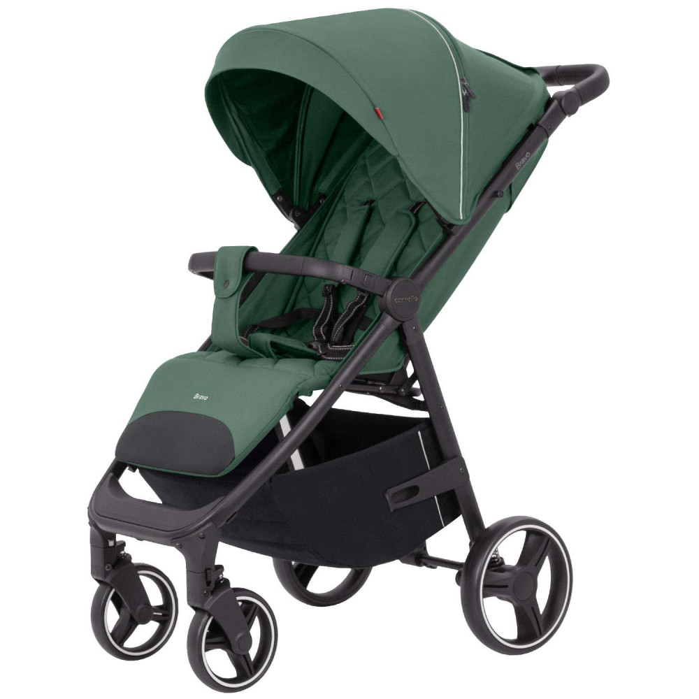 Carrello Bravo CRL-8512 - всесезонная прогулочная коляска на колесах EVA, амортизация на каждом колесе, спинка в 3 положениях, складывание книжкой, вес 9.8 кг • Spring Green