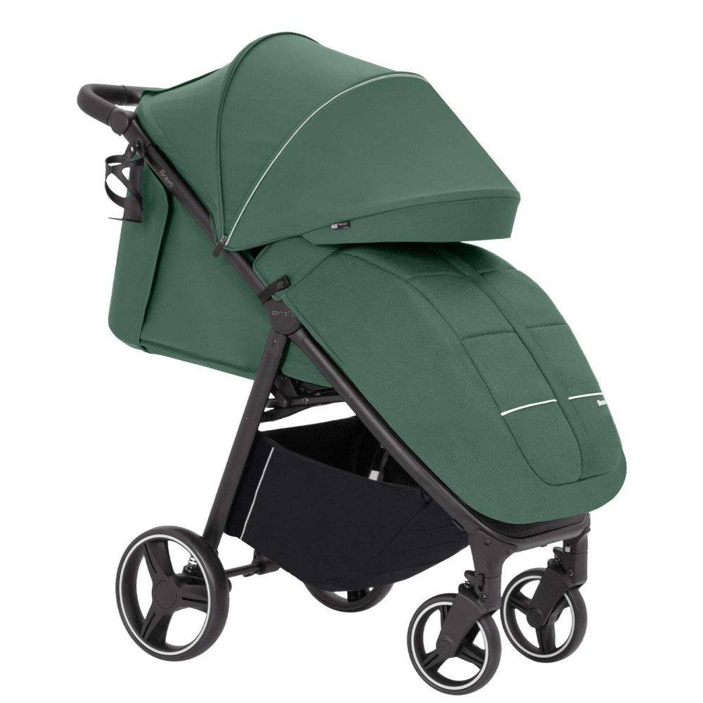 Carrello Bravo CRL-8512 - всесезонная прогулочная коляска на колесах EVA, амортизация на каждом колесе, спинка в 3 положениях, складывание книжкой, вес 9.8 кг • Spring Green
