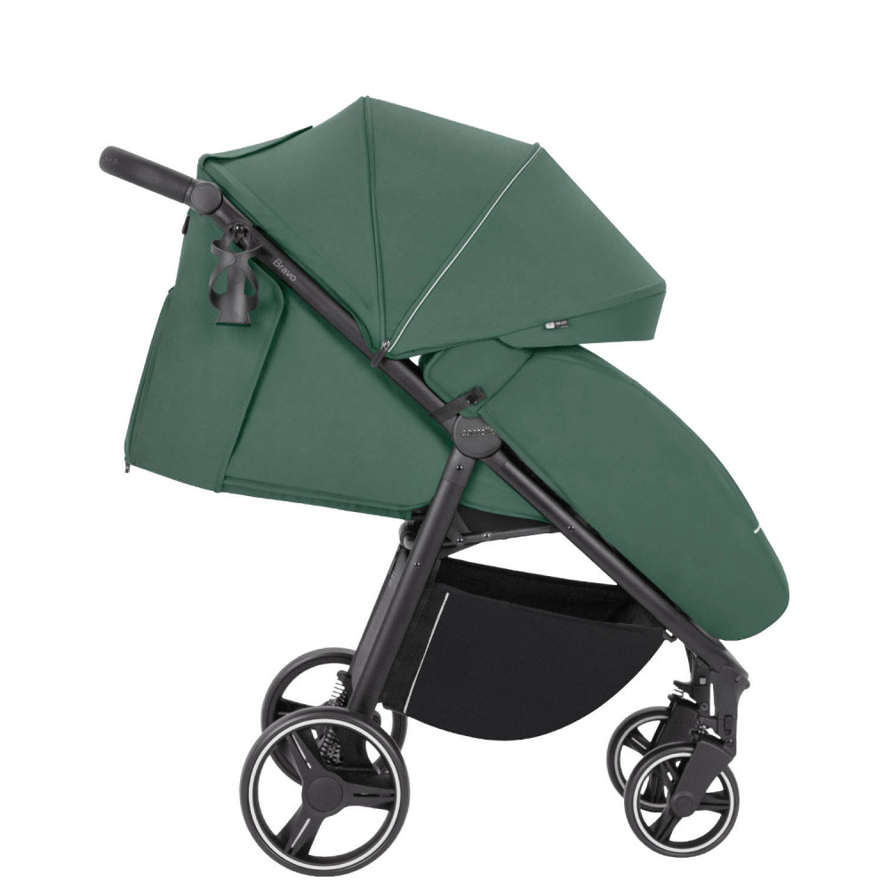 Carrello Bravo CRL-8512 - всесезонная прогулочная коляска на колесах EVA, амортизация на каждом колесе, спинка в 3 положениях, складывание книжкой, вес 9.8 кг • Spring Green