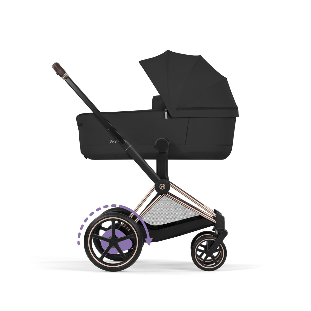 Cybex e-Priam Comfort 2026 - електричний дитячий візок преміум 2в1, люлька складається разом із шасі • Sepia Black/Rosegold